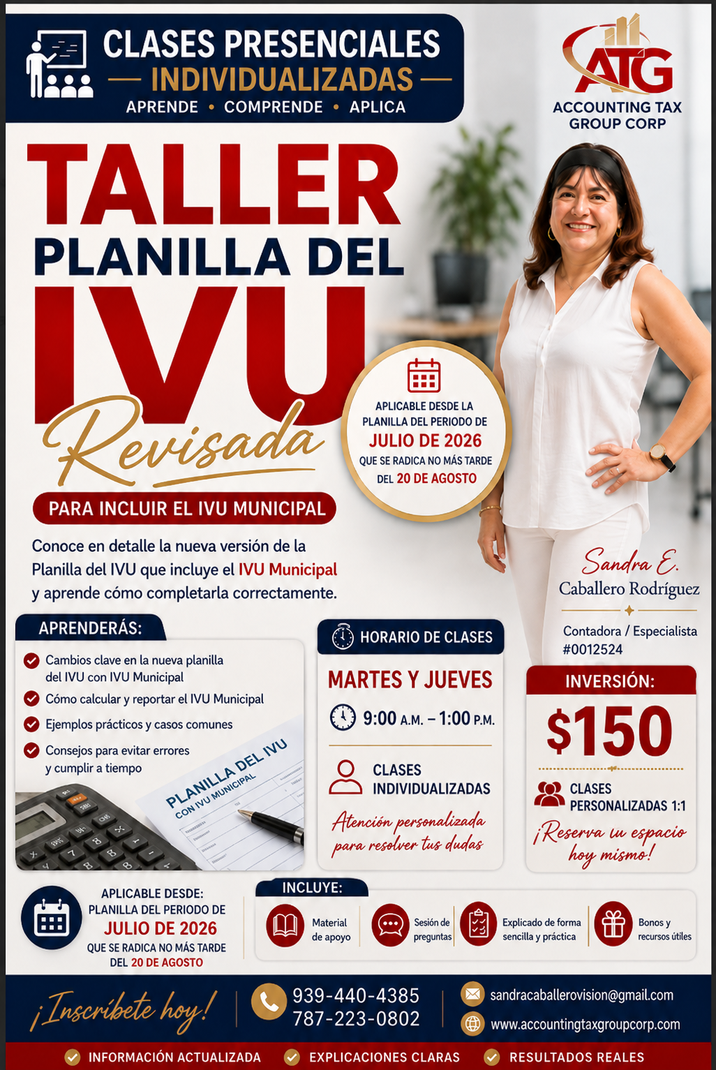 Taller presencial individualizado sobre la Planilla del IVU revisada - inversión $150